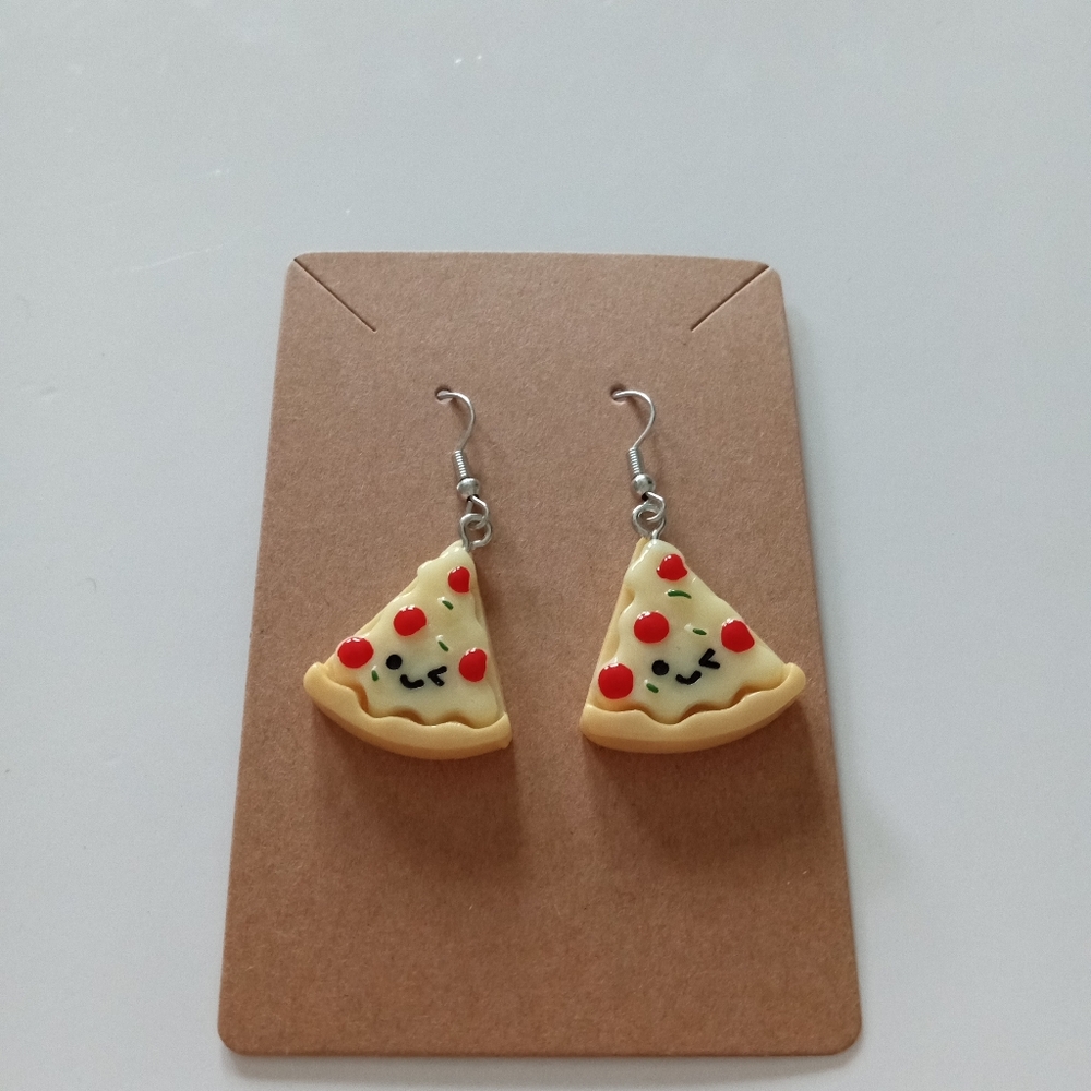 Fun Tan Pizza Slice Earrings - Picture 4 of 5